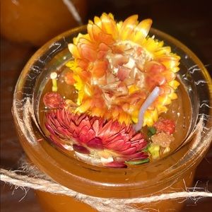 Orange handmade gel candle.